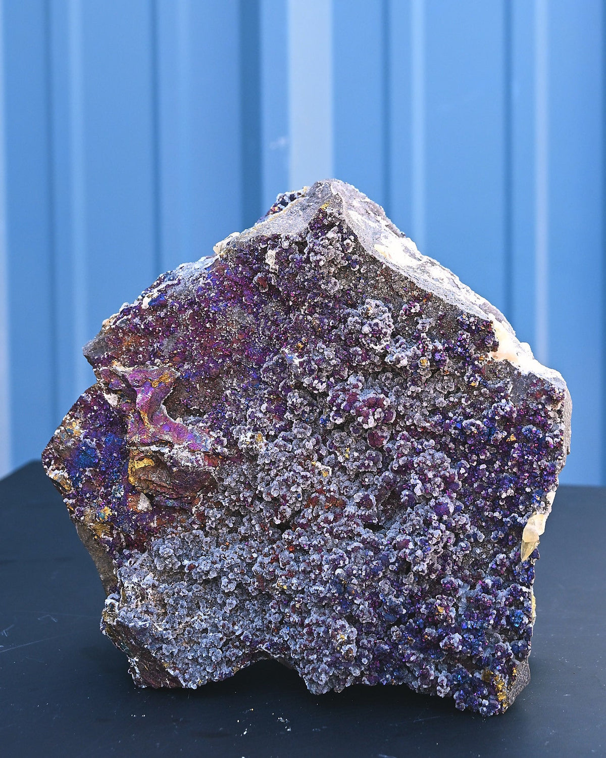 Chalcopyrite on Druzy Quartz: Casteel Mine Specimens | Rainbow Iridescence
