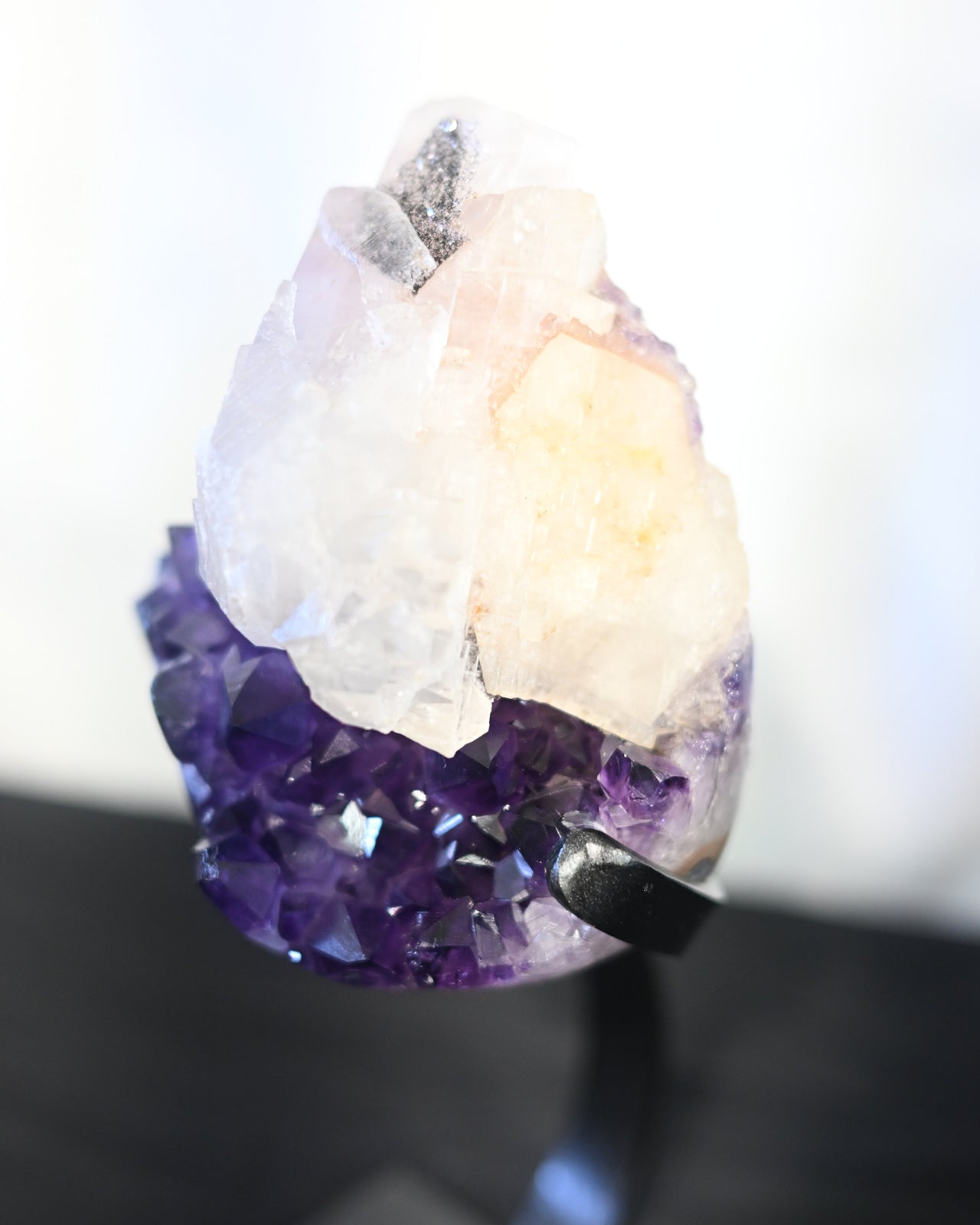 Amethyst + Calcite + Goethite Geode on Stand 8lbs