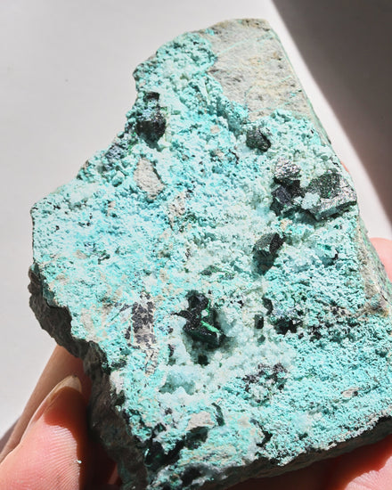 Druzy Chrysocolla Libethenite — Malachite crystal specimen
