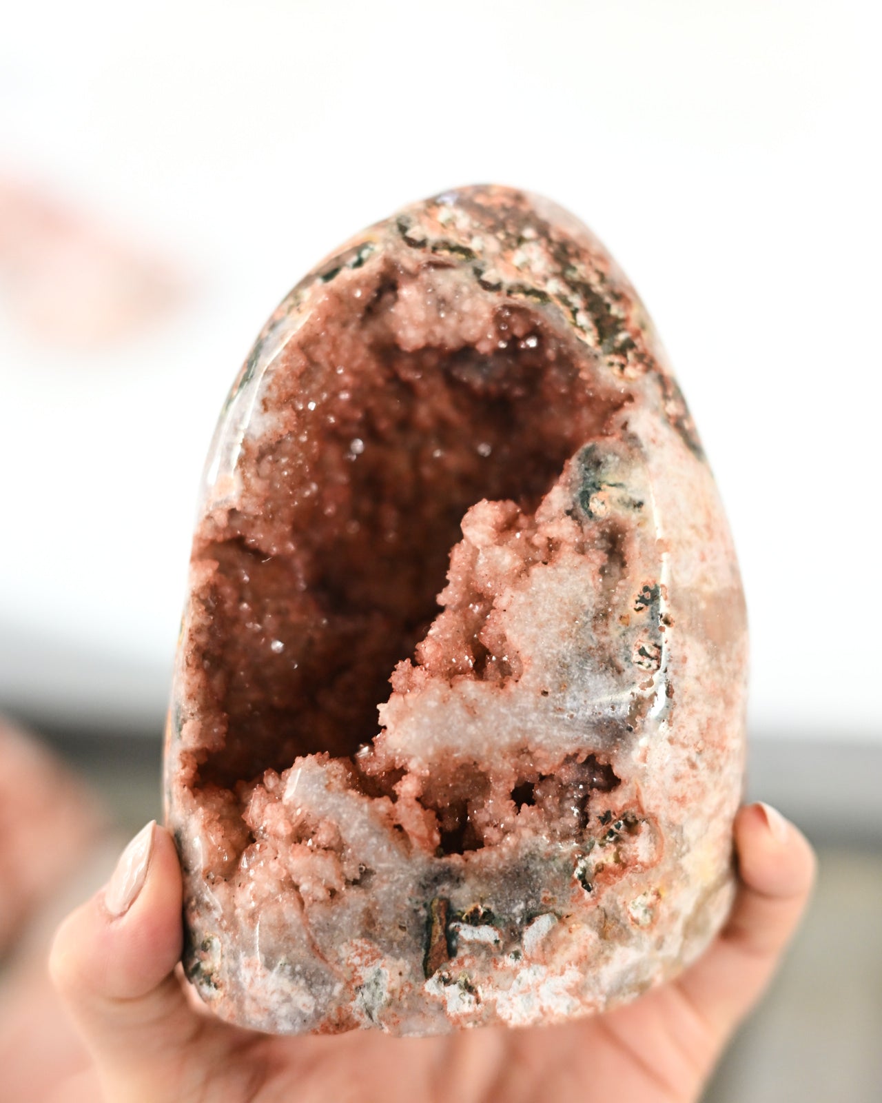 Pink Amethyst Polished  geode 2.8lbs