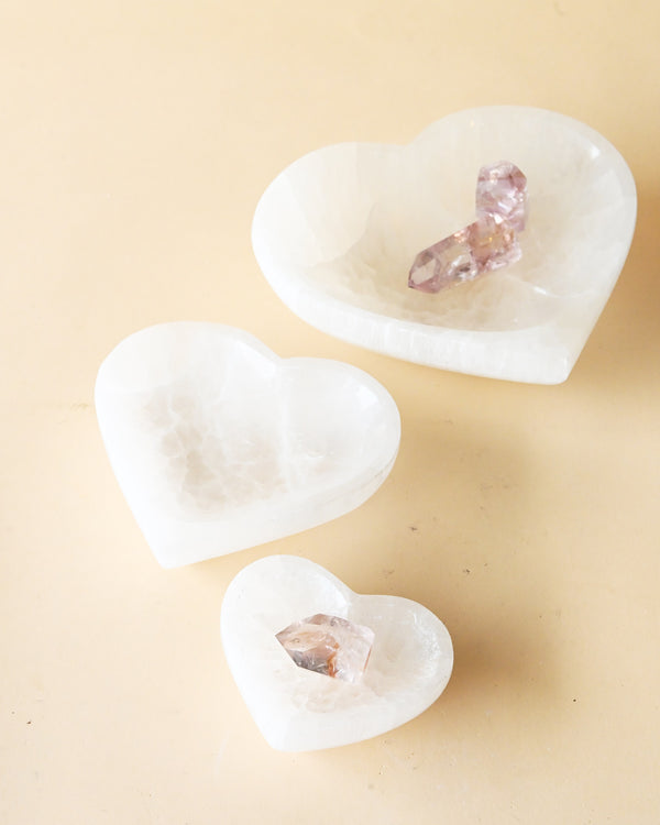 Selenite Heart Bowl - selenite crystal heart shaped for sale at Crystals.com