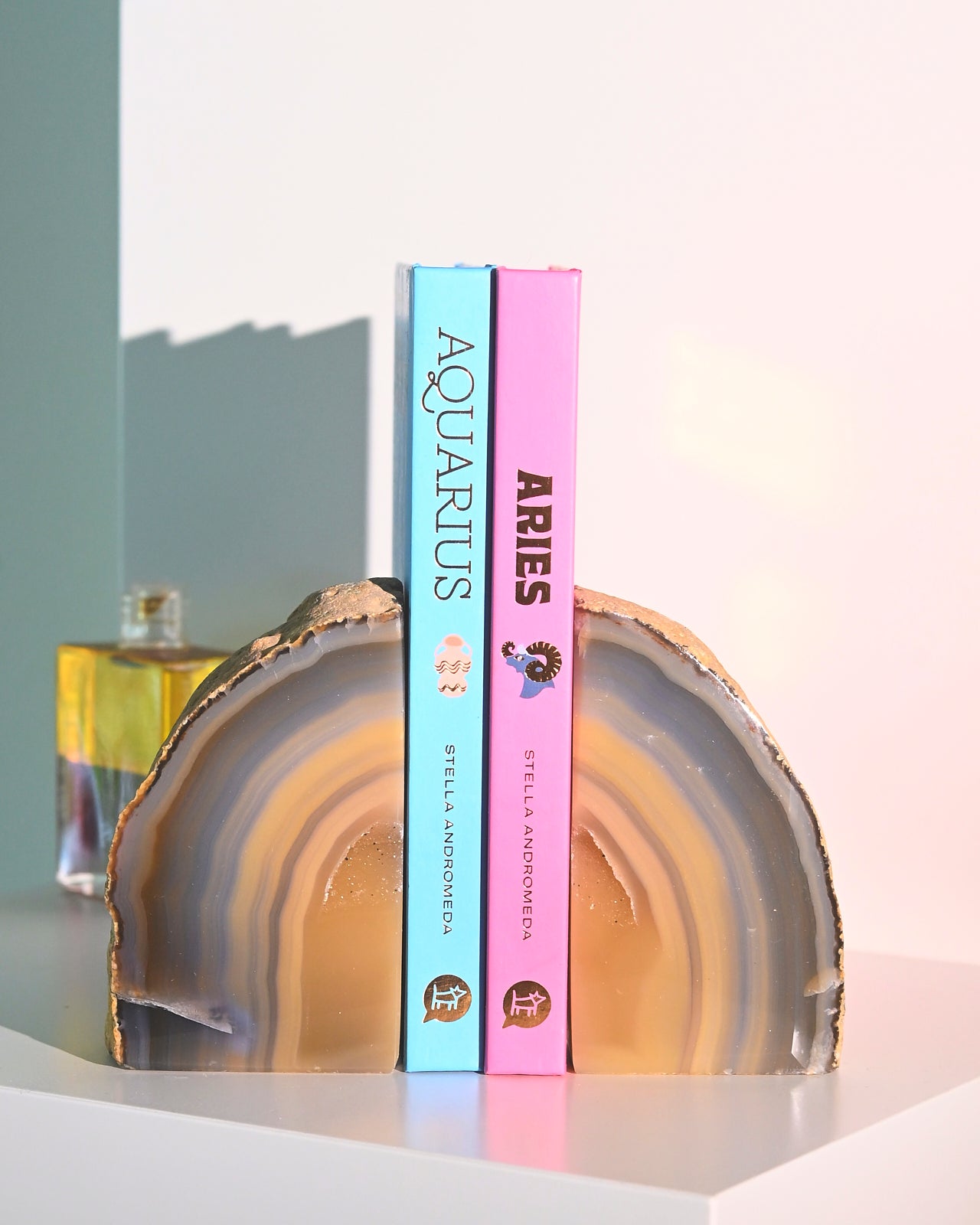 The Protector’s Collection – Amethyst on Stand, Chrysocolla-Malachite & Agate Bookends