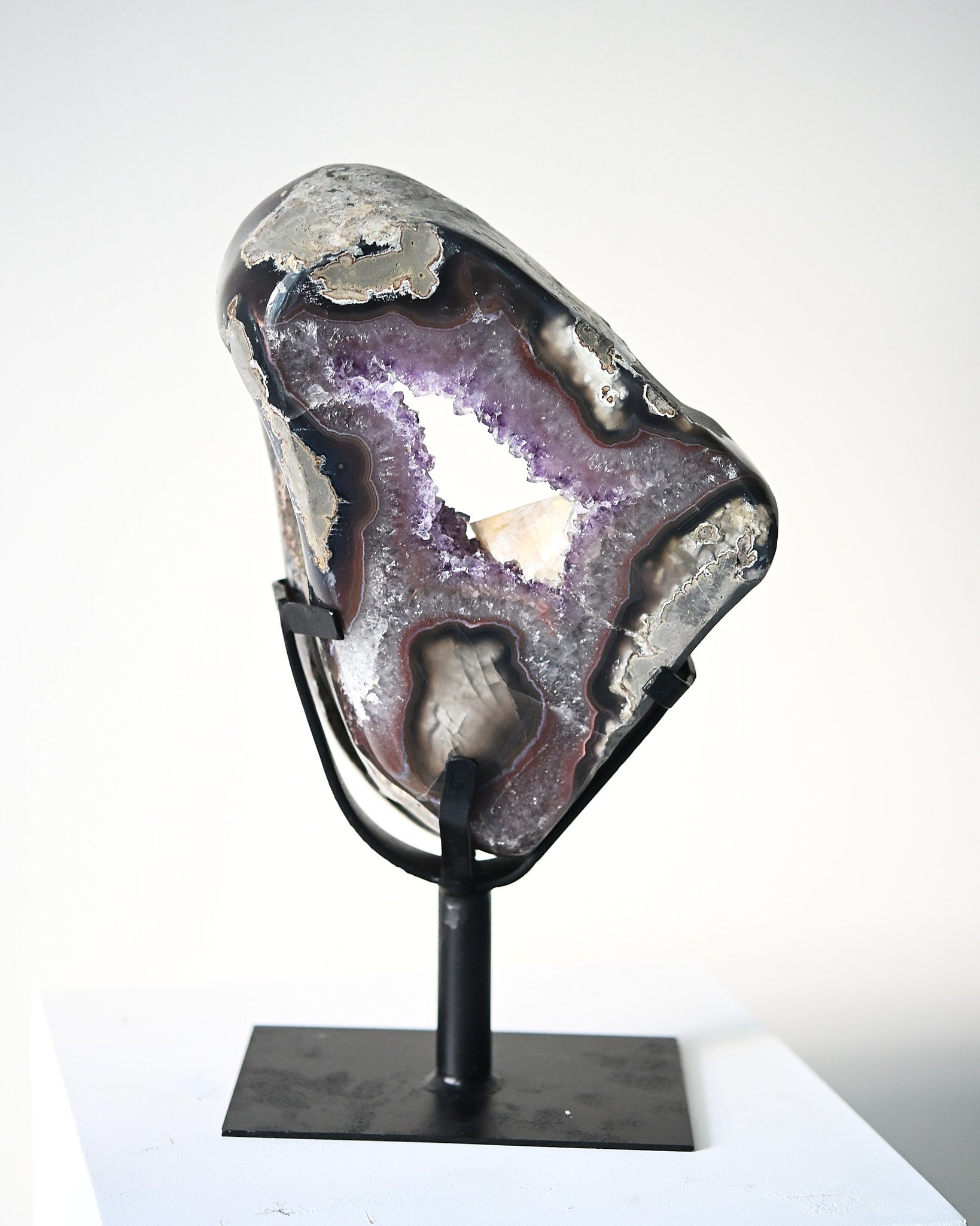 Amethyst w/ Calcite Geode on Stand 11lbs