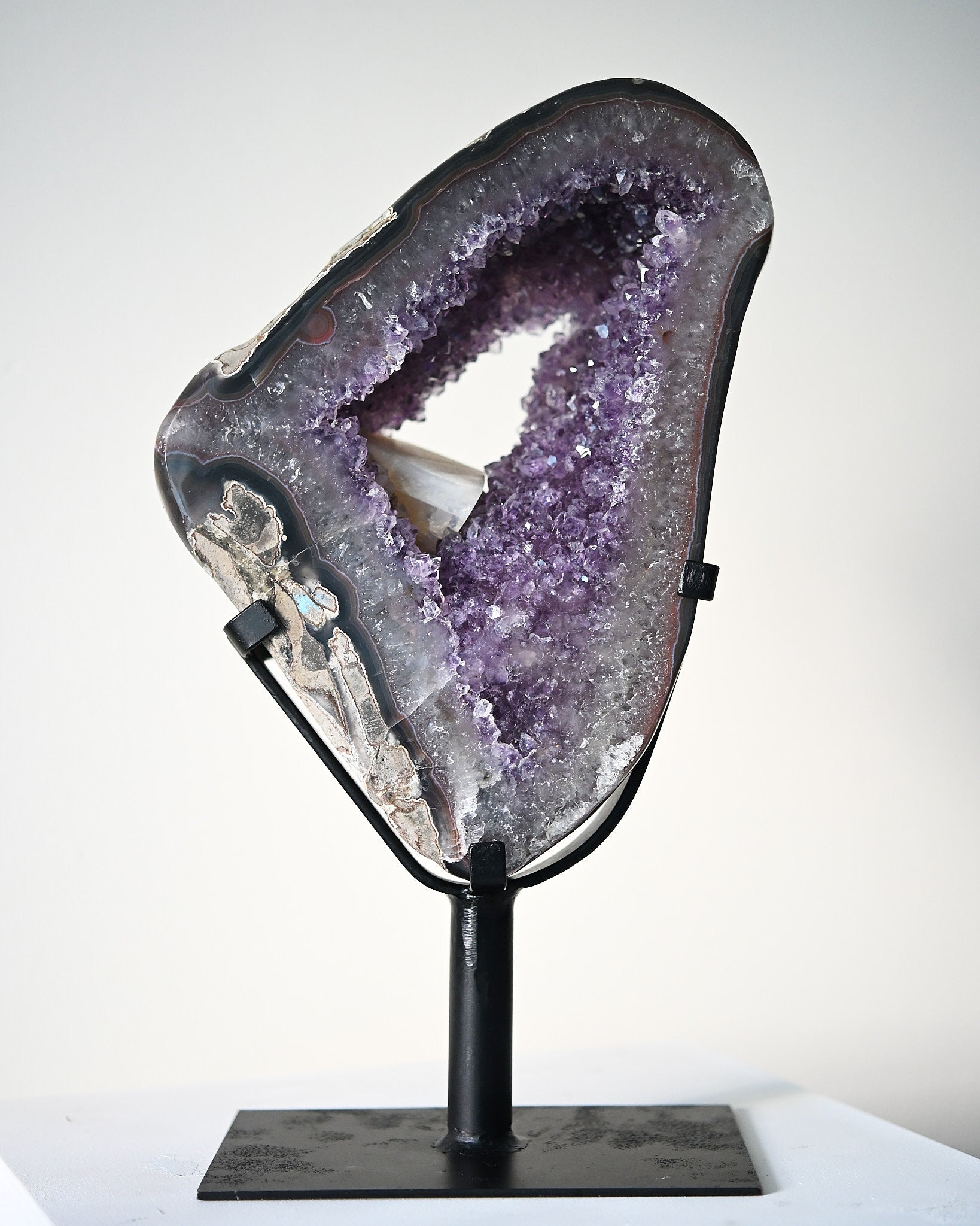 Amethyst w/ Calcite Geode on Stand 11lbs
