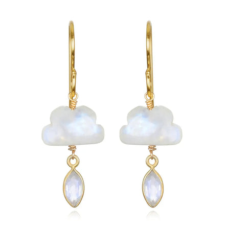 Rainbow Moonstone Cloud Earrings — Moonstone crystal specimen