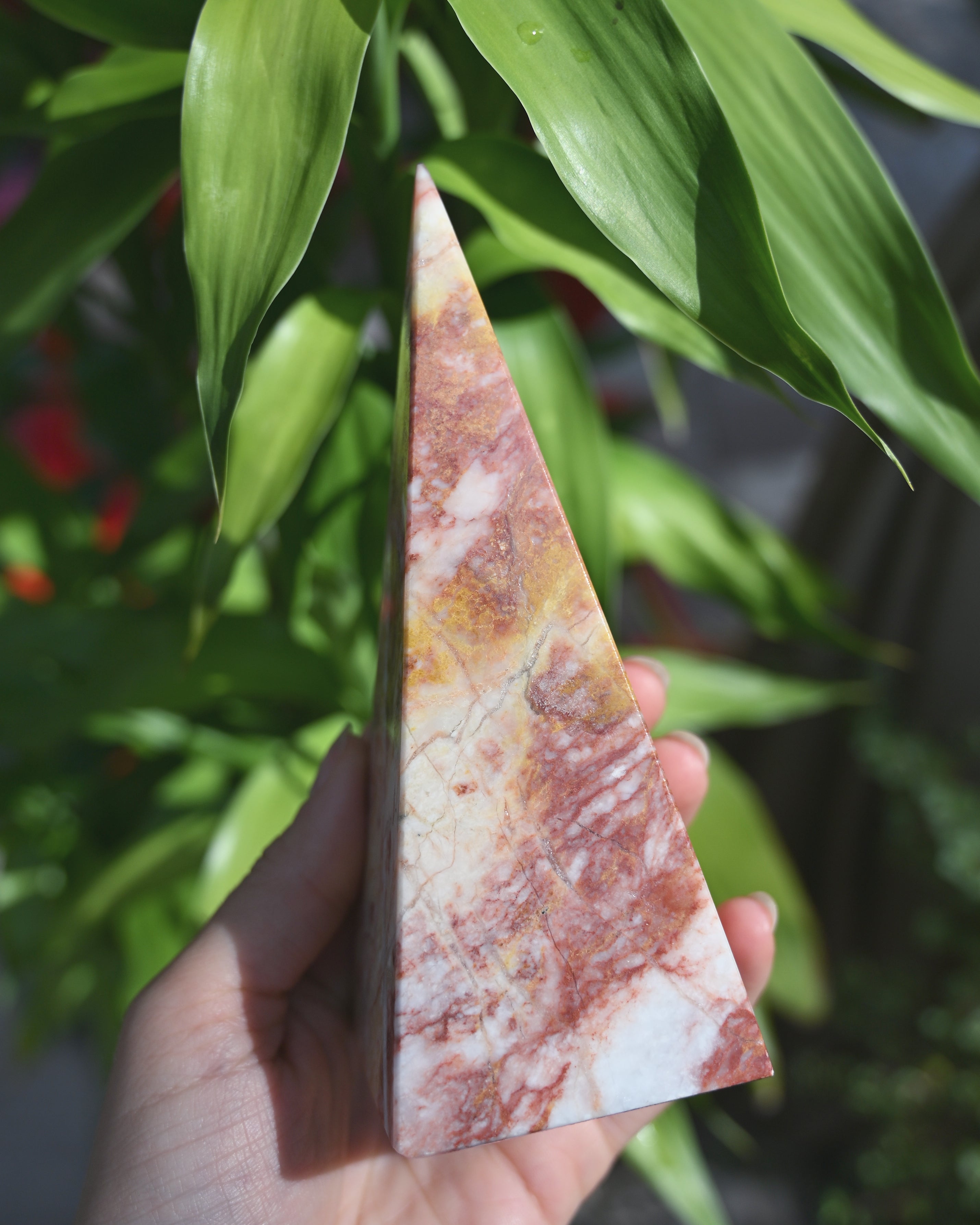 Pink Marble Pyramid 6 in