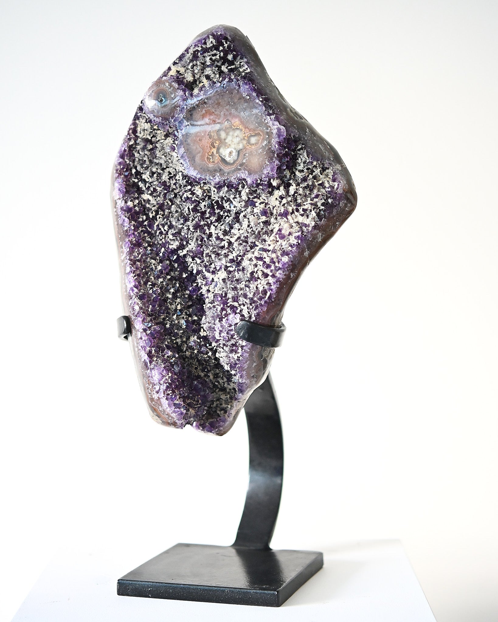 XXL Amethyst w Calcite Geode on Stand 16lbs