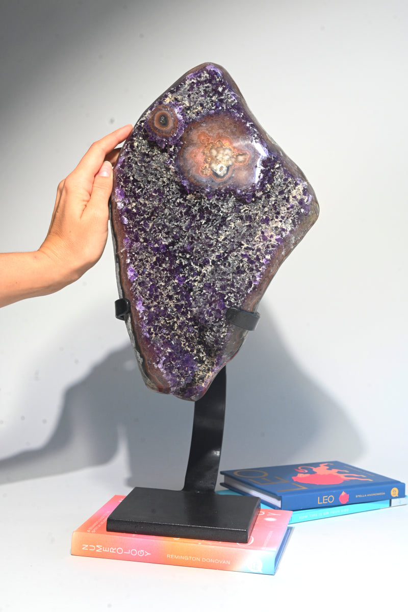 XXL Amethyst w Calcite Geode on Stand 16lbs