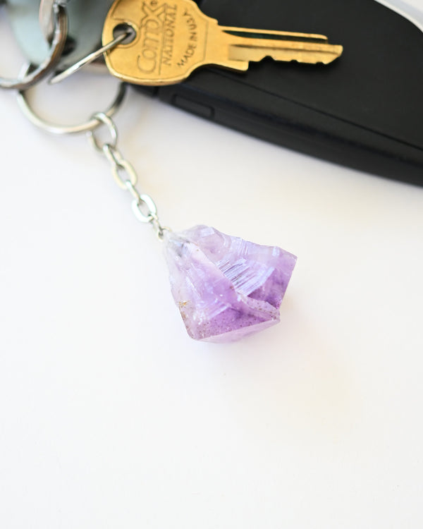 Amethyst Keychain - Protect + Calm - natural amethyst crystal for sale at Crystals.com