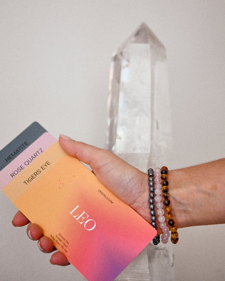 Leo Bracelet Trio — Rose Quartz crystal specimen