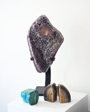The Protector’s Collection – Amethyst on Stand, Chrysocolla-Malachite & Agate Bookends