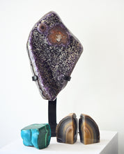The Protector’s Collection – Amethyst on Stand, Chrysocolla-Malachite & Agate Bookends