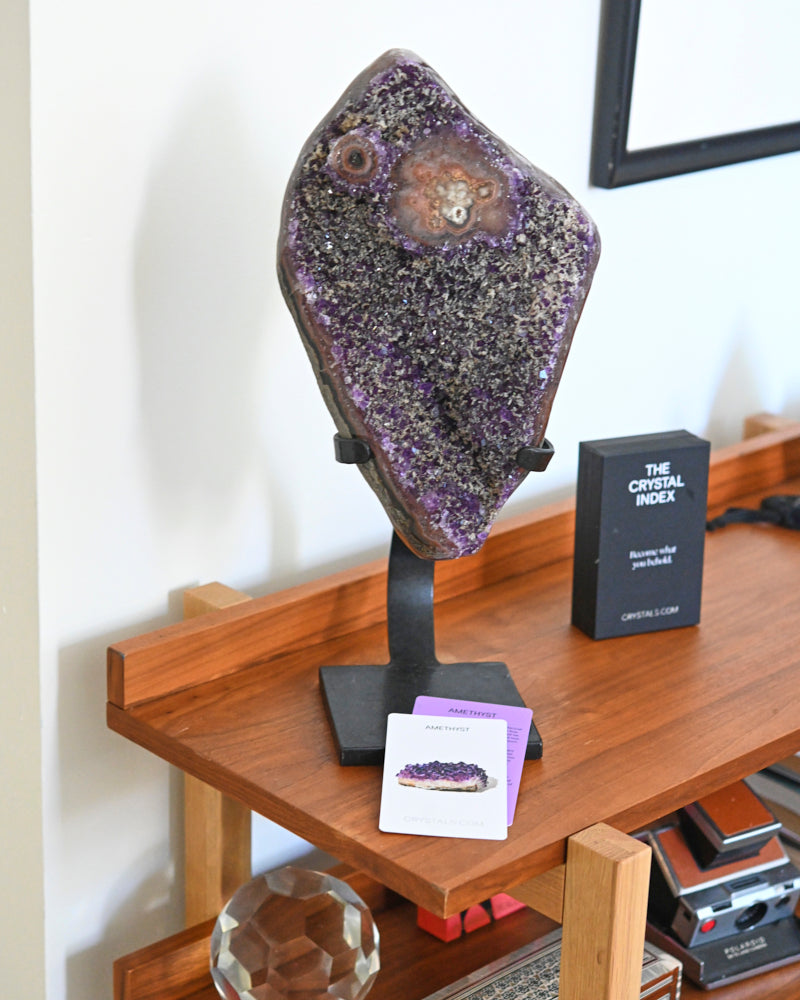 The Protector’s Collection – Amethyst on Stand, Chrysocolla-Malachite & Agate Bookends