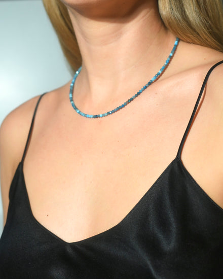 Blue Apatite Necklace — Apatite crystal specimen
