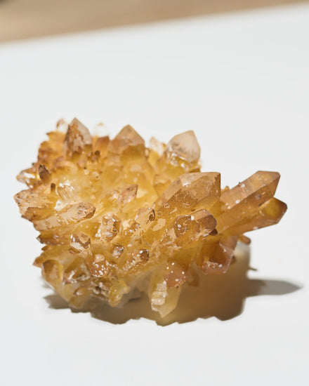 Golden Faden Quartz Cluster 4in — Clear Quartz crystal specimen