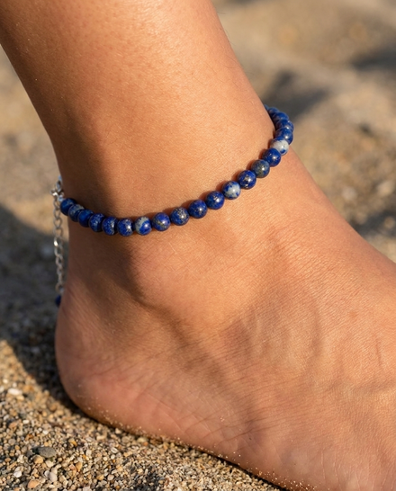 Lapis Lazuli Beaded Anklet — Lapis Lazuli crystal specimen