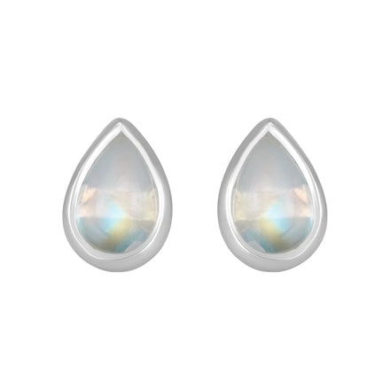 Moonstone Teardrop Stud Earrings — Moonstone crystal specimen