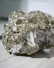 Rare Museum Grade 50lbs Pyrite w Clear Quartz Statement