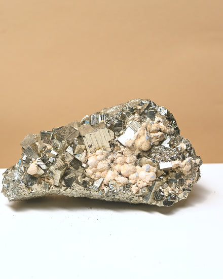 Pyrite with Botryoidal Calcite 4lbs — Pyrite crystal specimen
