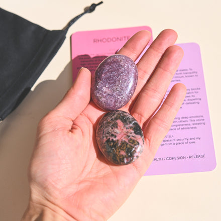 Rhodonite Palm Stone — Rhodonite crystal specimen