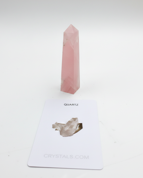 Natural pink rose quartz crystal tower obelisk from Madagascar for love and healing