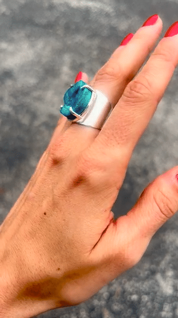 Chrysocolla Crystal Ring