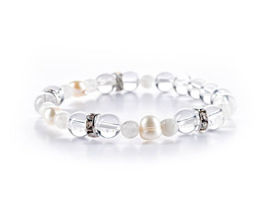 crystal Bracelet | INTUITION with Moonstone, Pearl & Clear Quartz