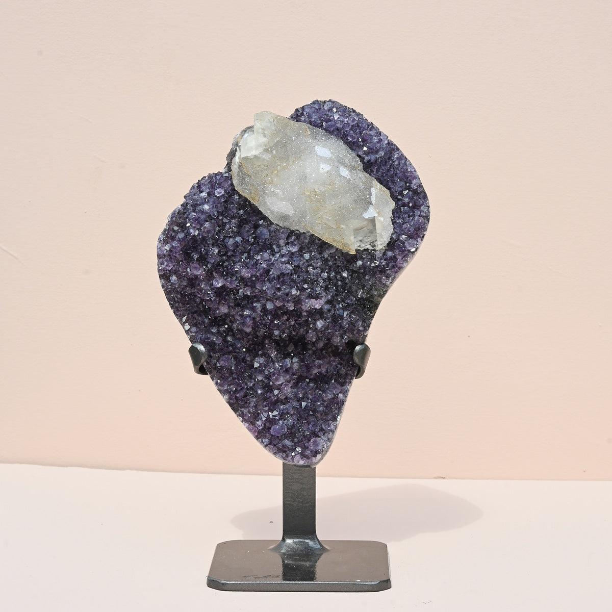 Amethyst w/ Calcite Geode on Stand 11 inch