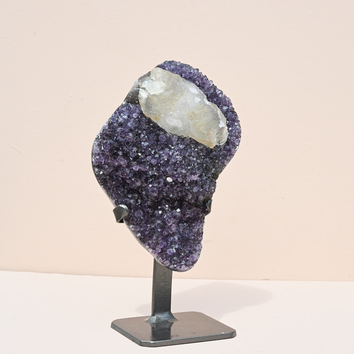 Amethyst w/ Calcite Geode on Stand 11 inch
