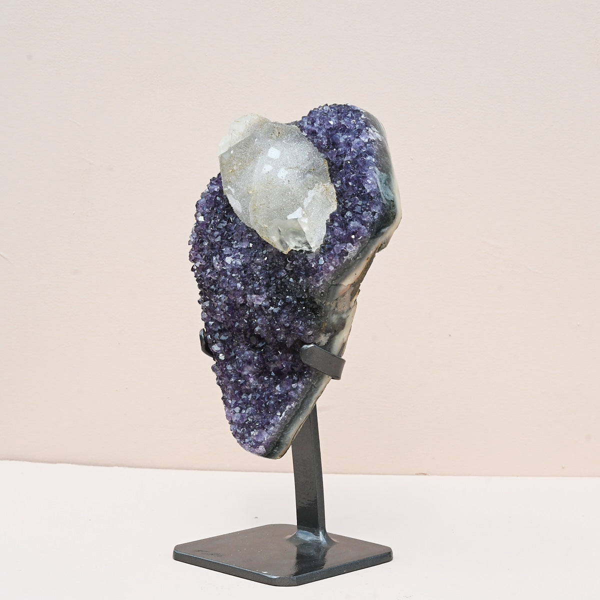 Amethyst w/ Calcite Geode on Stand 11 inch