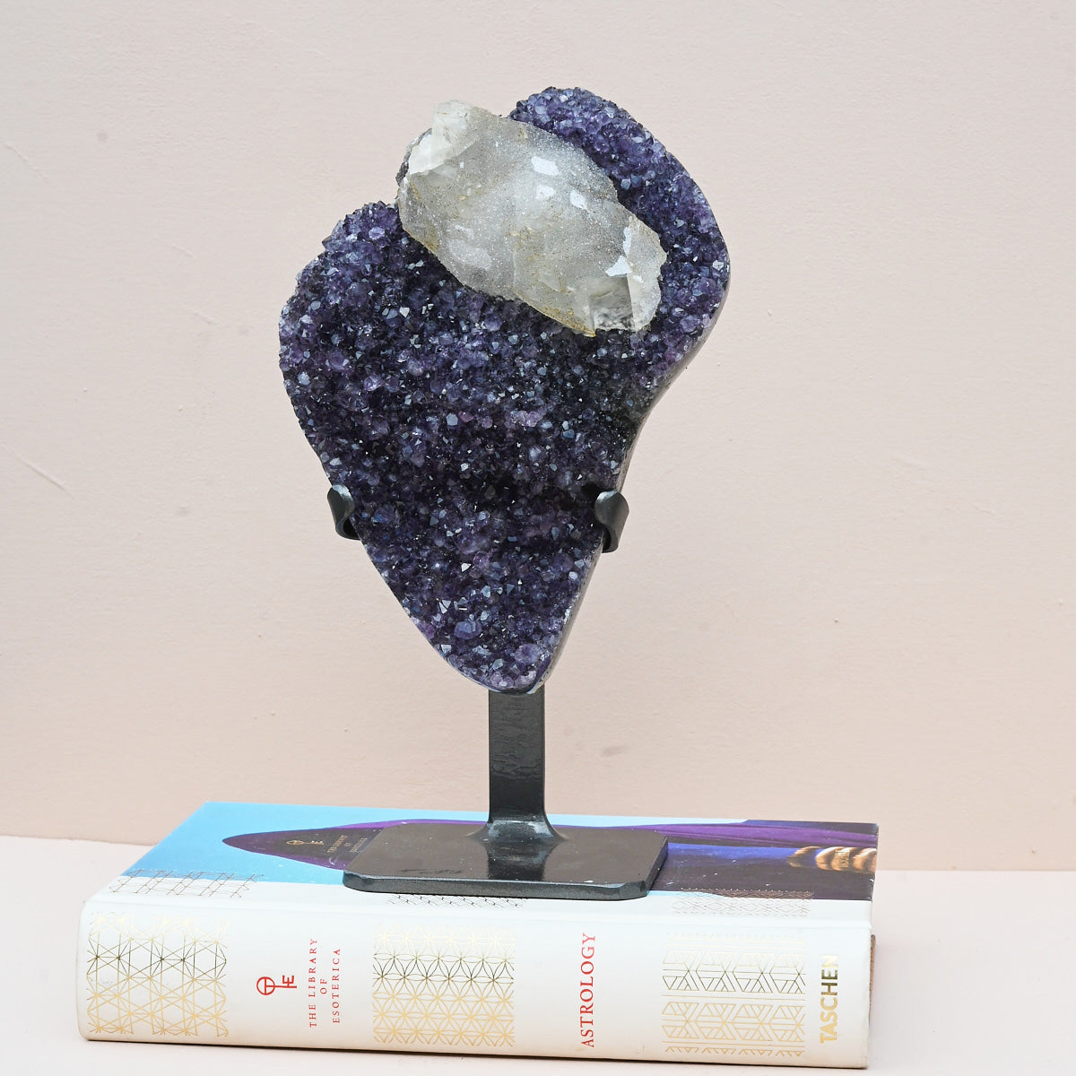 Amethyst w/ Calcite Geode on Stand 11 inch
