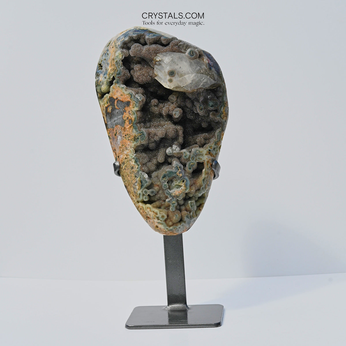 Green Amethyst w. Jasper on Stand 16 inch