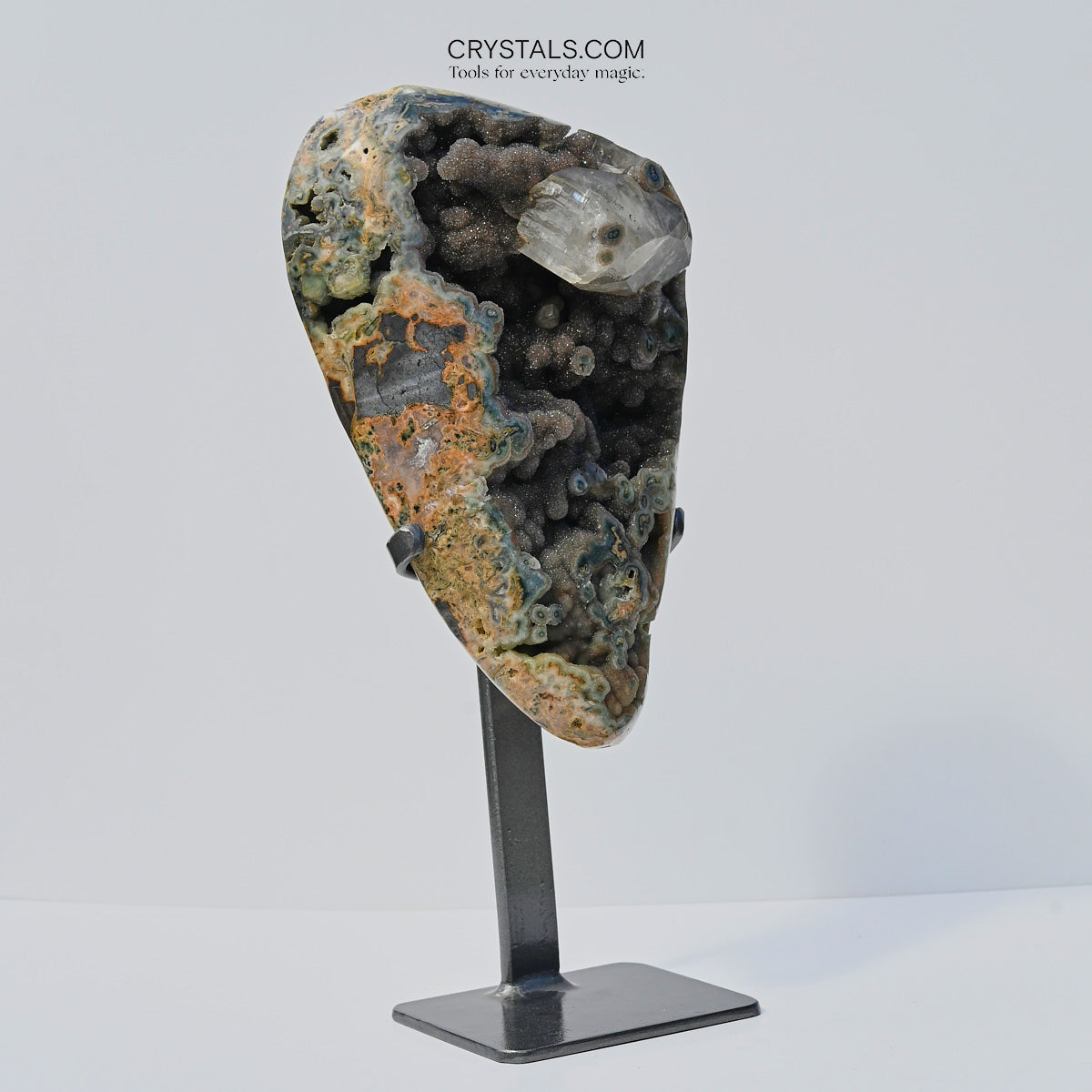 Green Amethyst w. Jasper on Stand 16 inch
