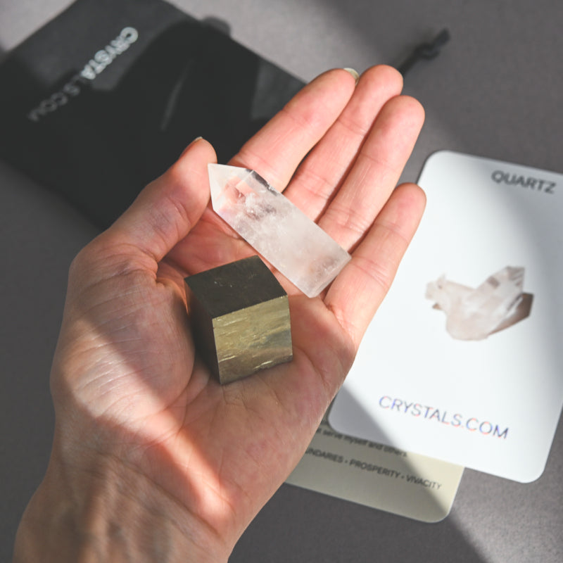 Manifest Pouch - Quartz / Pyrite Cube