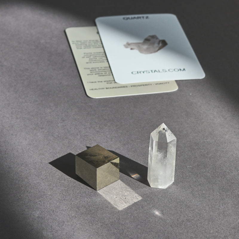 Manifest Pouch - Quartz / Pyrite Cube