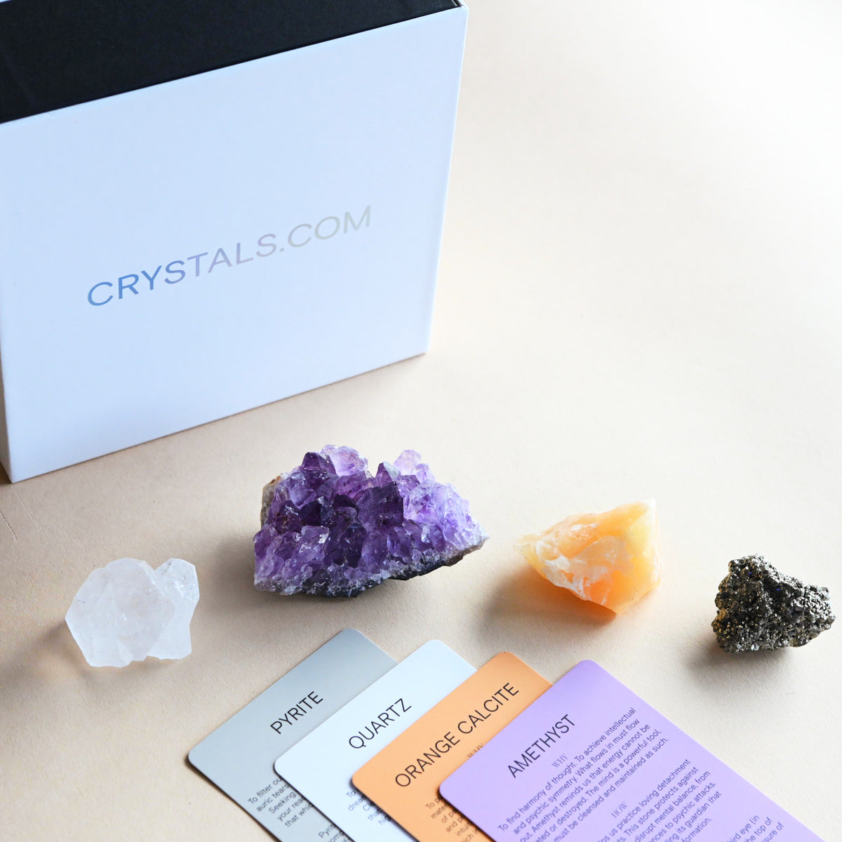 Rough Stone Crystal Kit - CALCITE - PYRITE - AMETHYST - QUARTZ
