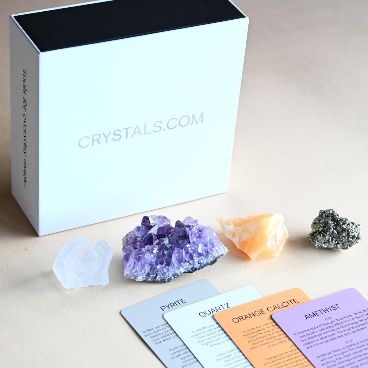 Rough Stone Crystal Kit - CALCITE - PYRITE - AMETHYST - QUARTZ