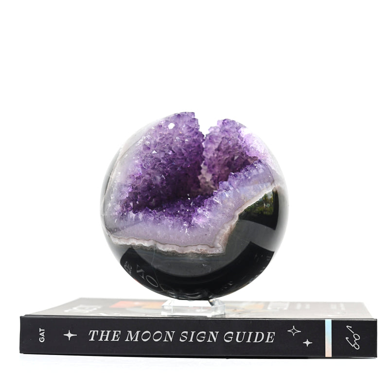 XL Druzy Amethyst Geode Sphere - luxury crystal home decor for interior design