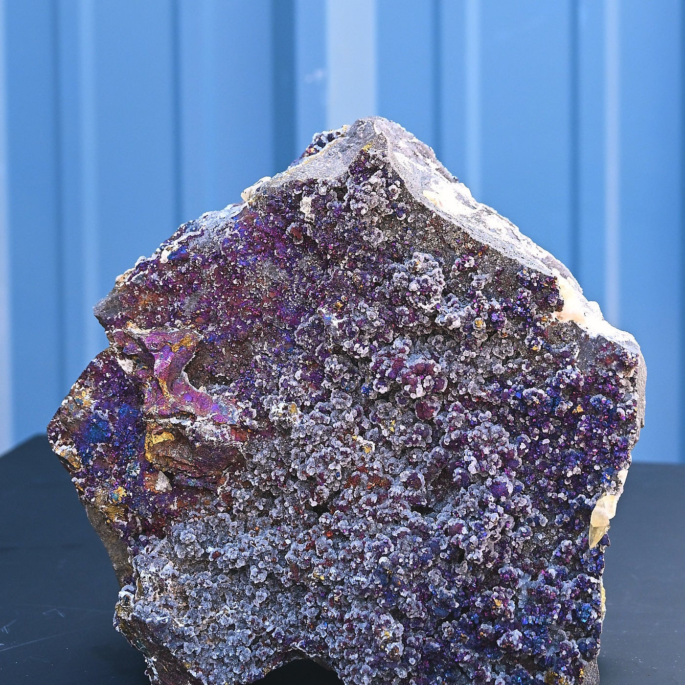 Chalcopyrite on Druzy Quartz: Casteel Mine Specimens | Rainbow Iridescence