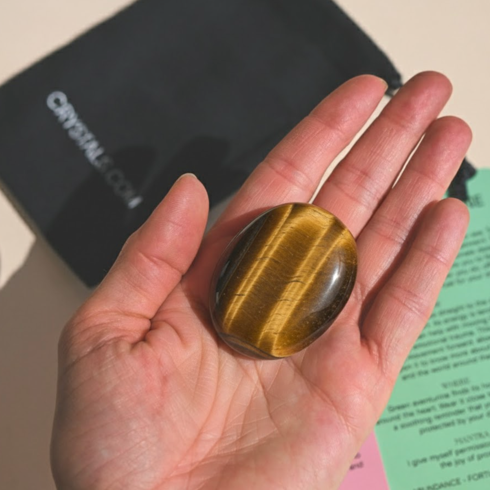 Tiger's Eye Palm Stone - Best Crystals for Beginners