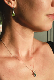 Peridot Silver Earring + Necklace Set