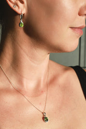 Peridot Silver Earring + Necklace Set