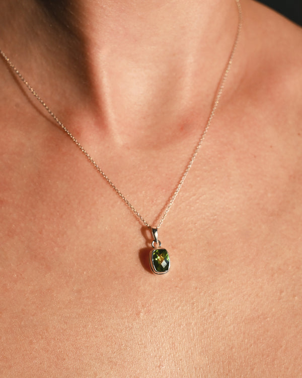 Peridot Silver  Necklace