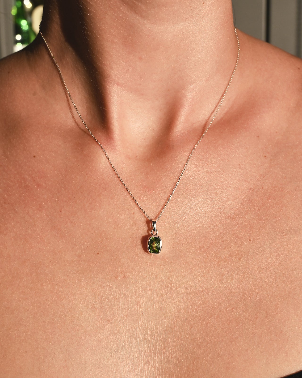 Peridot Silver  Necklace
