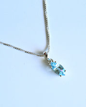 Blue Topaz Pendant — Sterling Silver — marquise faceted