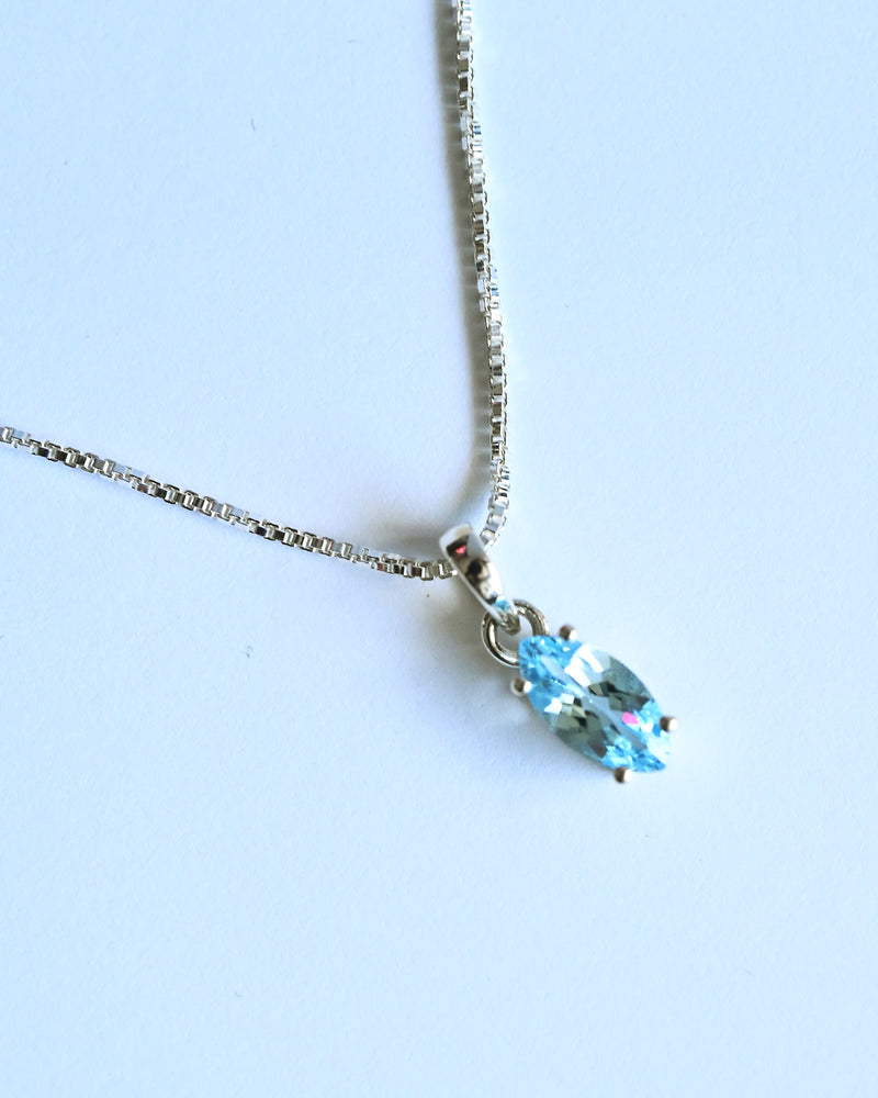 Blue Topaz Pendant — Sterling Silver