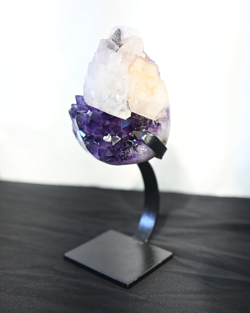 Amethyst + Calcite + Goethite Geode on Stand 8lbs