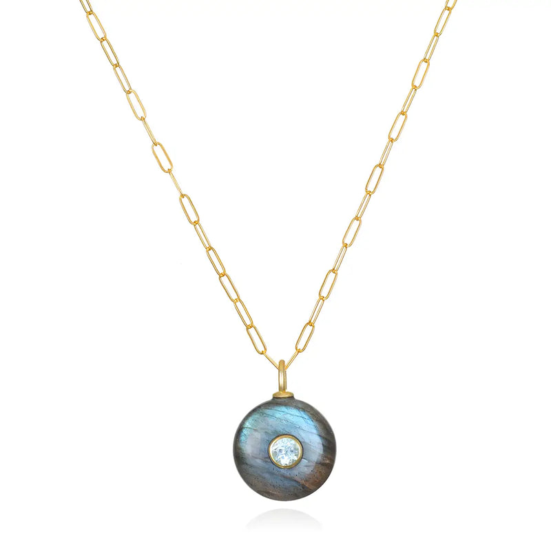 Labradorite Topaz Paperclip Necklace