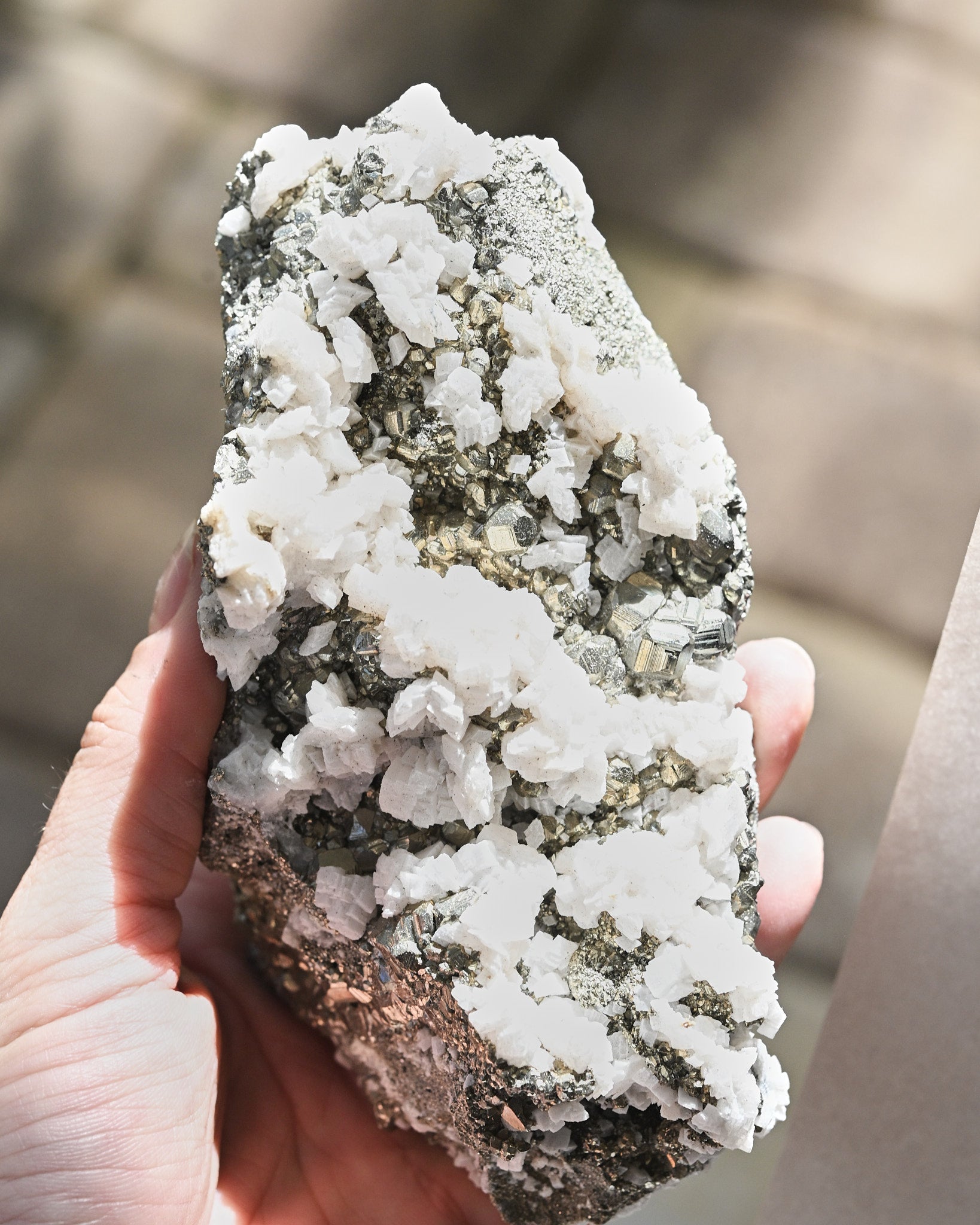 Pyrite and Calcite Crystal Cluster