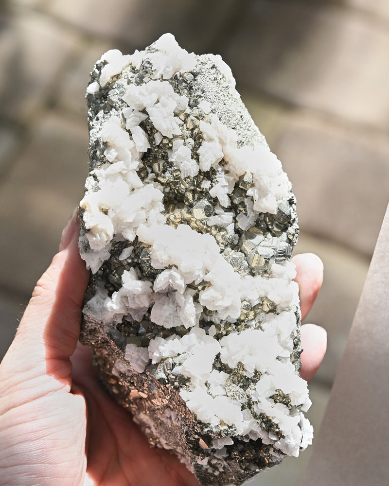Pyrite and Calcite Crystal Cluster